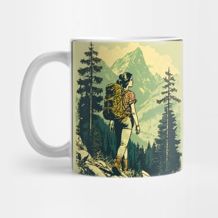 Woman Hiking in Forest Design, Adventure Mountain Mug